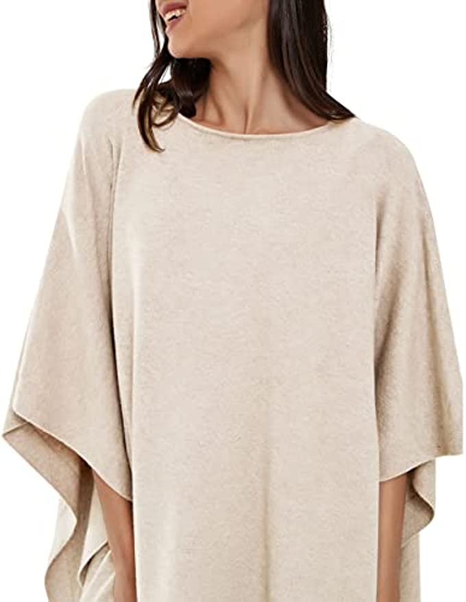 Womens Pullover Poncho Sweater Cashmere Feel Shawl Loose Fitting Ponch –  PULI2000